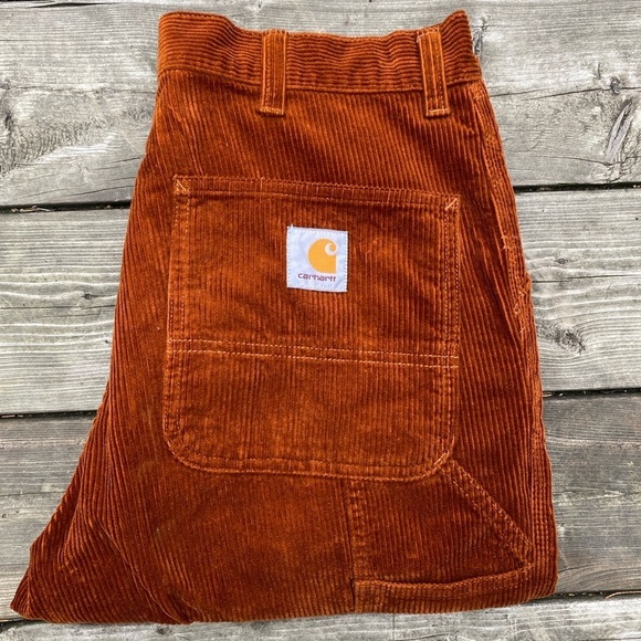 RARE Carhartt WIP Single Knee Corduroy Pants - Brandy Orange Size 32 - Picture 3 of 11